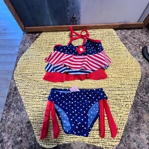 Nautical Striped and Polka Dot Kids Bikini